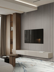 Fog Acoustic Wood Slat Panels-Gray-Light
