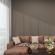 stylish walnut-toned acoustic wall panel