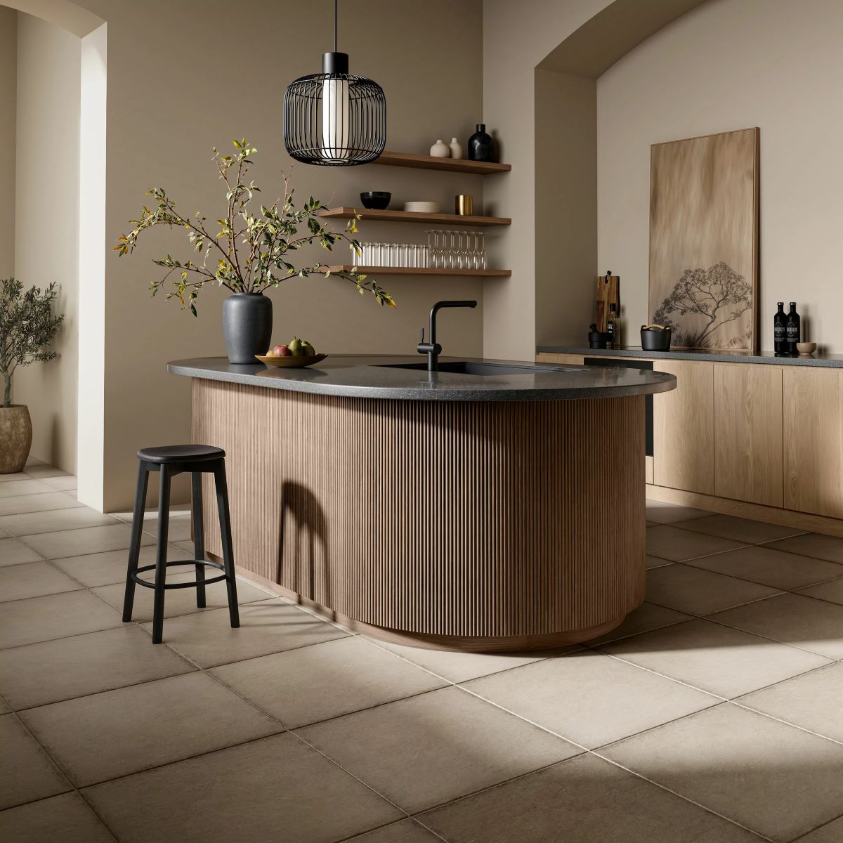 Smoked Oak Pole Wrap structure Wall Panel