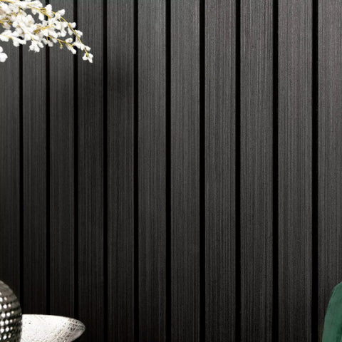 Noir Black Wide Slat Acoustic Wood Wall Panel